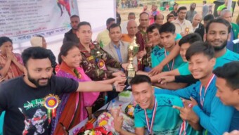 কাউখালিতে দিনব্যাপী সম্প্রীতি ফুটবল টুর্ণামেন্টে চ্যাম্পিয়ন সোনাইছড়ি একাদশ