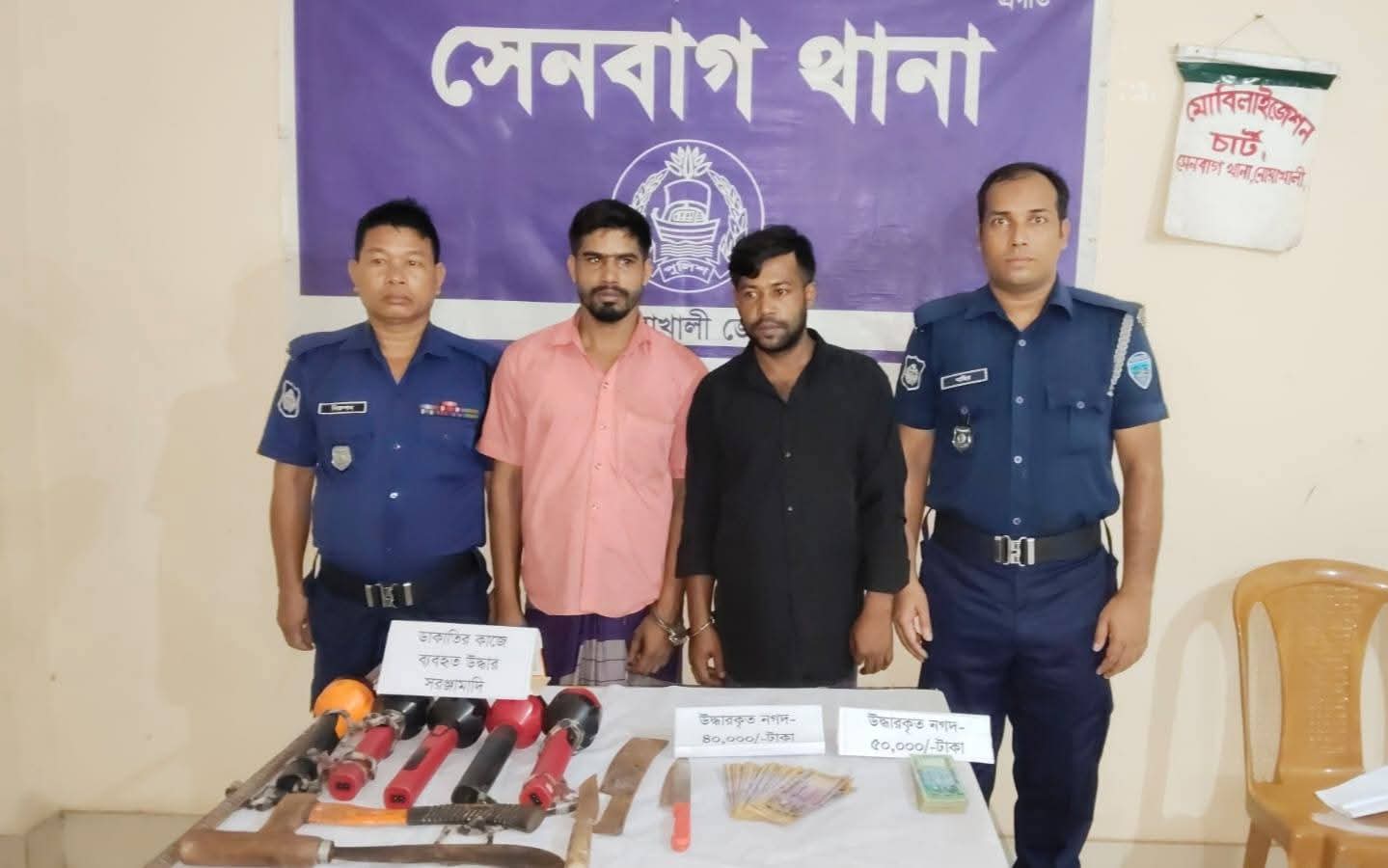 সেনবাগ থানা এলাকায় সংঘটিত ডাকাতির ঘটনার রহস্য উদ্ঘাটনের আগ্রগতি সংক্রান্তে প্রেস ব্রিফিং