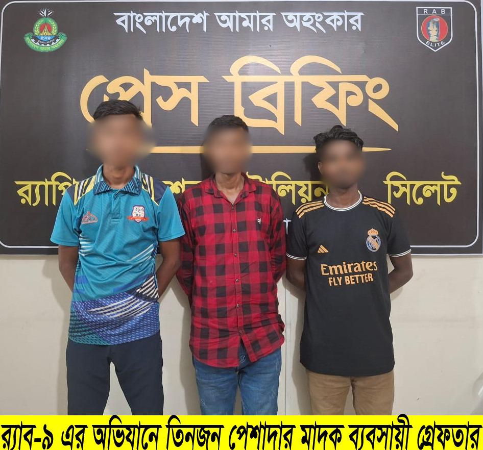 হবিগঞ্জের শায়েস্তাগঞ্জ থেকে ৩০ কেজি গাঁজাসহ ০৩ জন মাদক কারবারিকে আটক করেছে র‌্যাব-৯।