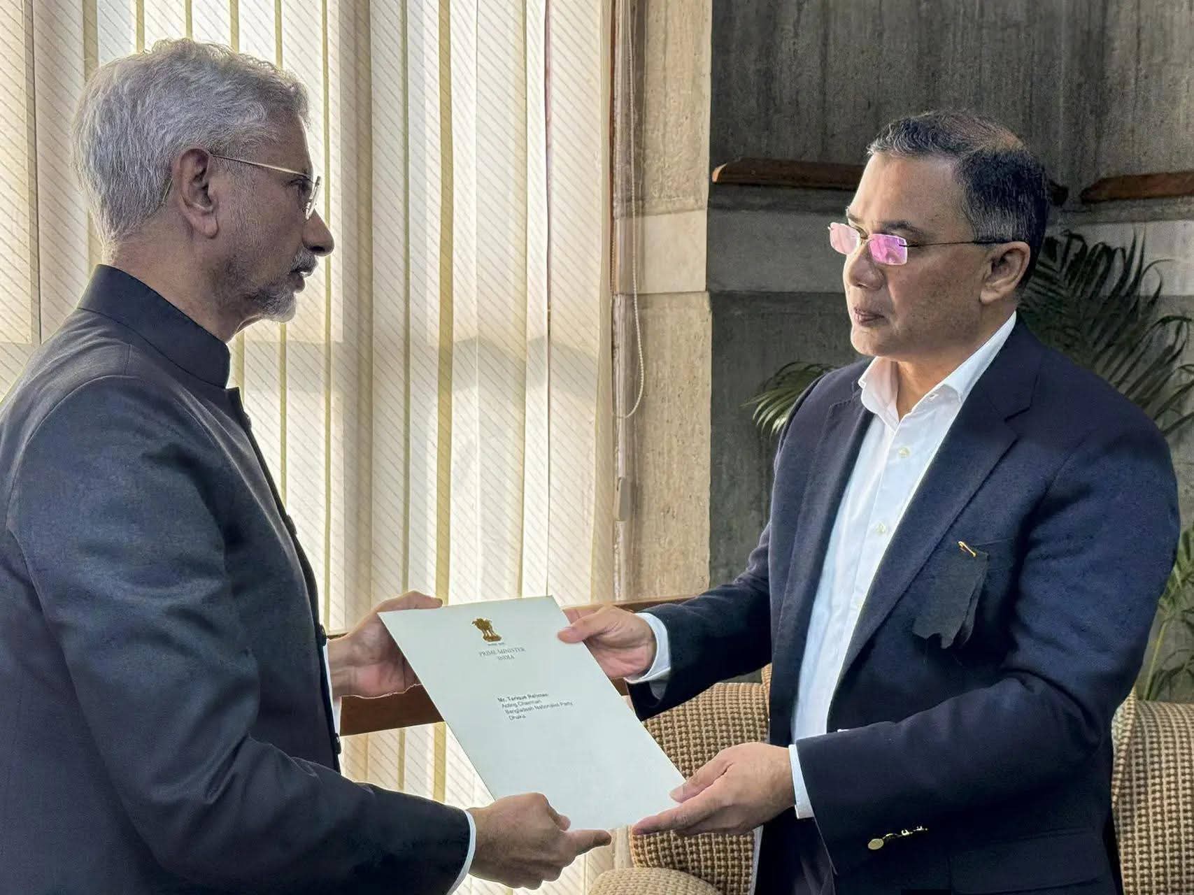 ভারতের শোকবার্তা তারেক রহমানের হাতে তুলে দিলেন এস জয়শঙ্কর