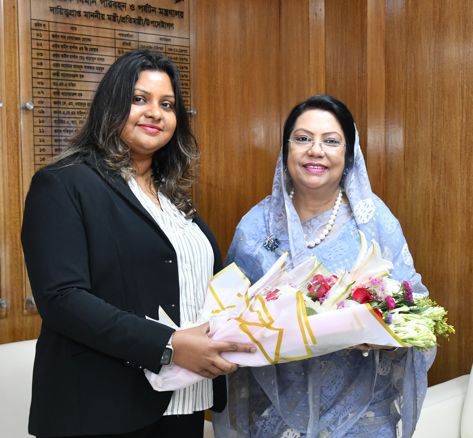 বেসামরিক বিমান পরিবহন ও পর্যটন মন্ত্রণালয়ের মাননীয় মন্ত্রী ও প্রতিমন্ত্রীর সঙ্গে বাংলাদেশে নিযুক্ত মালদ্বীপের রাষ্ট্রদূত এর সৌজন্য সাক্ষাৎ